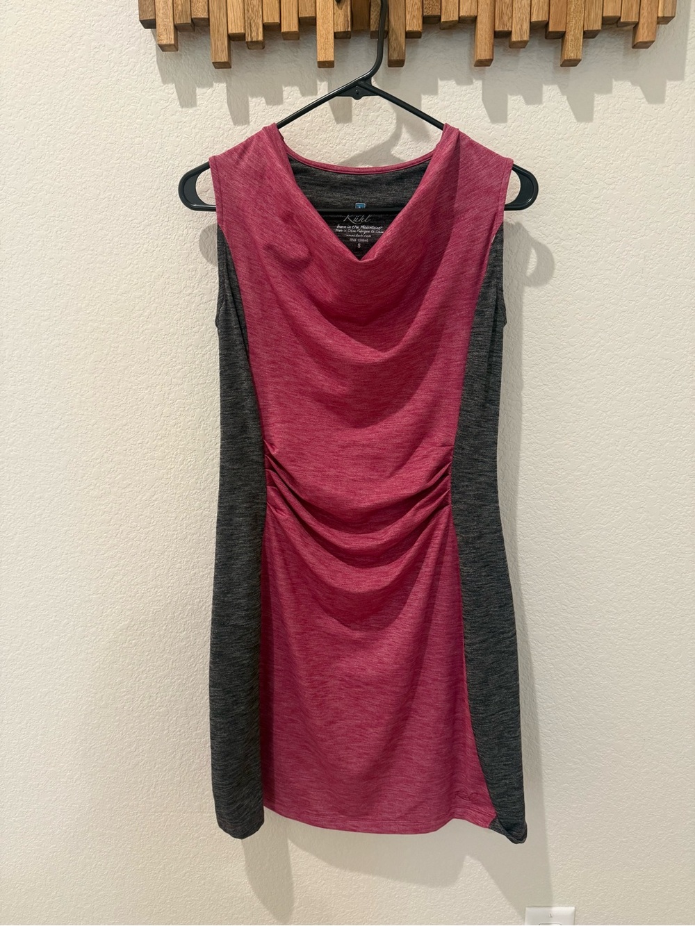 Kuhl Sleeveless Pink & Charcoal Cowl Neck Dress